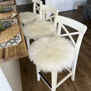 Chair Pad Stool Pad Round | Scandinavian Decor | Seat Pad Snow White | Icelandic Style | Trendy | Cozy